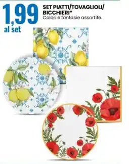 Eurospin Set piatti/tovaglioli/ bicchieri offerta