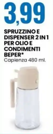 Eurospin Spruzzino e dispenser 2 in1 per olio e condimenti BEPER offerta