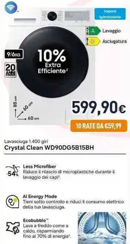 Unieuro SAMSUNG Crystal Clean WD90DG5B15BH offerta