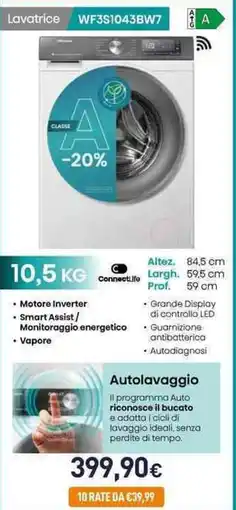 Unieuro Hisense Lavatrice WF3S1043BW7 offerta