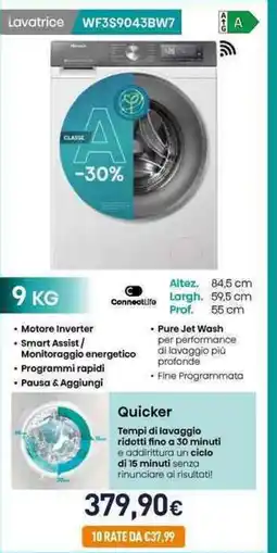 Unieuro Hisense Lavatrice WF3S9043BW7 offerta