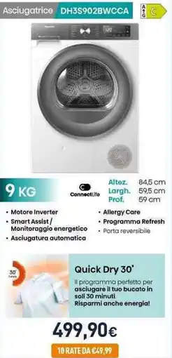Unieuro Hisense Asciugatrice DH3S902BWCCA offerta