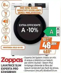 Expert Zoppas LAVATRICE SLIM EXPERTA PRO EZWS8BWH offerta