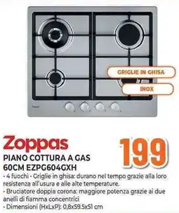 Expert Zoppas PIANO COTTURA A GAS 60CM EZPG604GXH offerta
