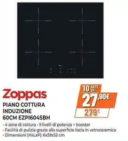 Expert Zoppas PIANO COTTURA INDUZIONE 60CM EZPI604SBH offerta
