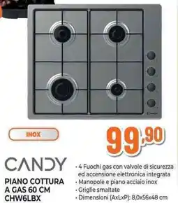 Expert CANDY PIANO COTTURA A GAS 60 CM CHW6LBX offerta