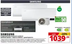 Comet SAMSUNG CLIMATIZZATORE DUALSPLIT LUZON S2 AR50F09C1BHNEU + AR50F12C1BHXEU + AJ040TXJ2KG/FU offerta