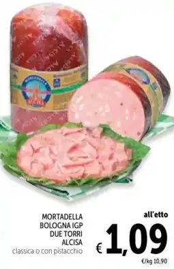 Spazio Conad Mortadella bologna igp due torri ALCISA offerta