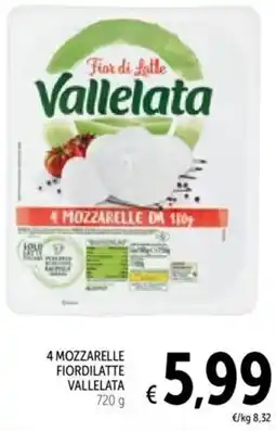 Spazio Conad 4 mozzarelle fiordilatte VALLELATA offerta