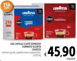 Spazio Conad 216 capsule caffè espresso formato scorta LAVAZZA offerta