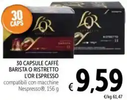 Spazio Conad 30 capsule caffè barista o ristretto L'OR ESPRESSO offerta