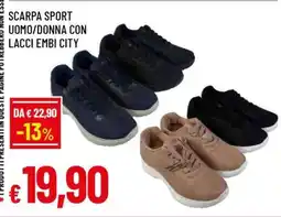 Famila SCARPA SPORT UOMO/DONNA CON LACCI EMBI CITY offerta