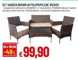Famila SET GARDEN BROWN IN POLIPROPILENE WICKER offerta