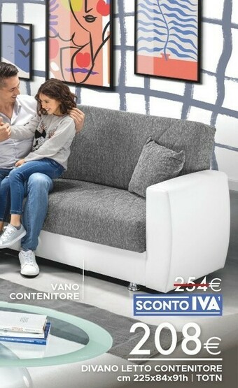 Mondo Convenienza Divano letto contenitore cm 225x84x91h offerta