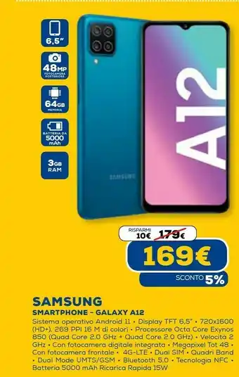 Euronics Smartphone galaxy a12 offerta