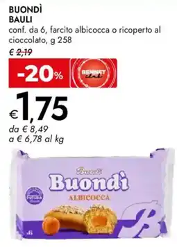 Bennet Buondì bauli conf. da 6 farcito albicocca o ricoperto al cioccolato offerta
