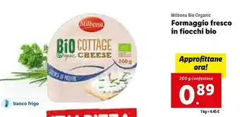 Lidl Milbona bio organic formaggio fresco in fiocchi bio 200 g offerta