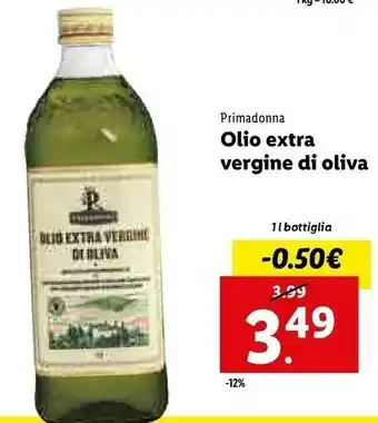 Lidl Primadonna - olio extra vergine di oliva 1000 g(ml) offerta