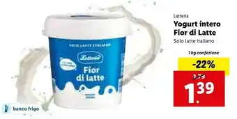 Lidl Latteria yogurt intero fior di latte solo latte italiano offerta