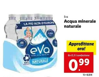 Lidl Eva - acqua minerale naturale offerta
