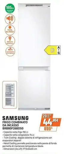Expert SAMSUNG FRIGO COMBINATO DA INCASSO BRB80F26BDSO offerta