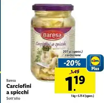 Lidl Carciofini a spicchi alla contadina sott'olio 207 g(ml) offerta