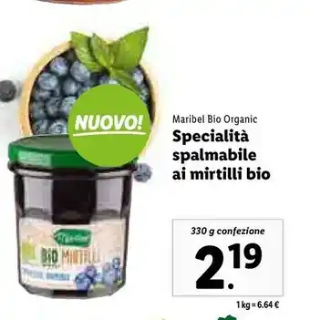 Lidl Maribel bio organic specialità spalmabile ai mirtilli bio offerta