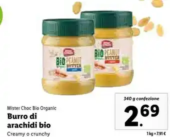 Lidl Mister choc bio organic burro di arachidi bio offerta