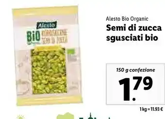 Lidl Alesto bio organic semi di zucca sgusciati bio offerta
