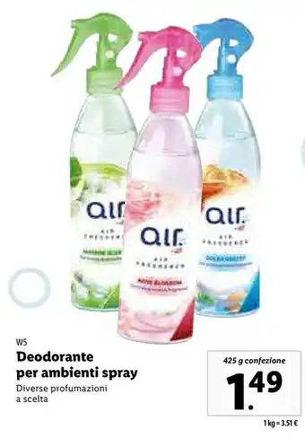 Lidl Ws deodorante per ambienti spray 425 g offerta