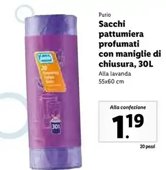 Purio sacchi pattumiera profumati con maniglie di chiusura