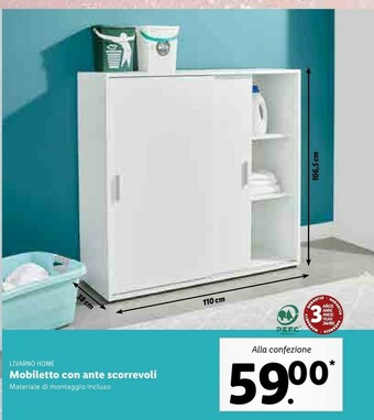 Lidl Livarno home mobiletto con ante scorrevoli offerta