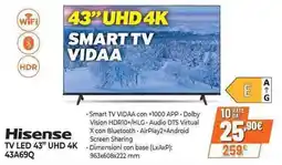 Expert Hisense TV LED 43" UHD 4K 43A69Q offerta