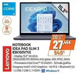 Expert Lenovo NOTEBOOK IDEA PAD SLIM 3 83K100V7IX offerta