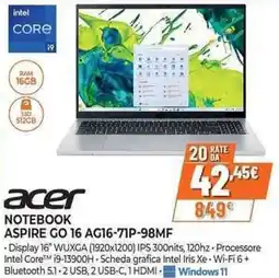 Expert acer NOTEBOOK ASPIRE GO 16 AG16-71P-98MF offerta