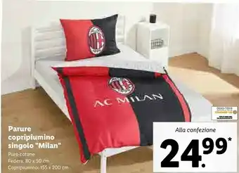Lidl Parure copripiumino singolo milan offerta