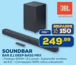 Euronics Jbl soundbar bar 2.1 deep bass MKII offerta