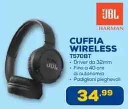 Euronics JBL CUFFIA WIRELESS T570BT offerta