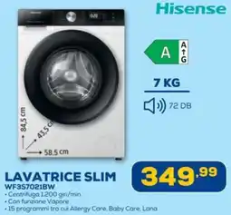 Euronics Hisense LAVATRICE SLIM WF3S7021BW offerta