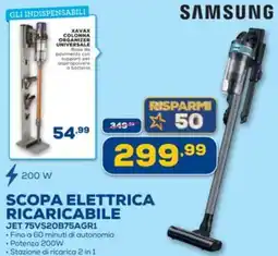 Euronics SAMSUNG SCOPA ELETTRICA RICARICABILE JET 75VS20B75AGR1 offerta