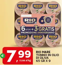 Extra Supermercati Rio mare tonno in olio di oliva offerta