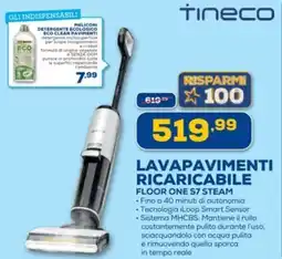 Euronics Tineco lavapavimenti ricaricabile floor one S7 steam offerta