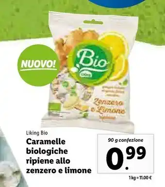 Lidl Caramelle biologiche zenzero e limone 90 g offerta