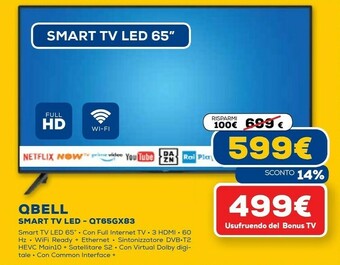 Euronics Smart tv led qt65gx83 offerta
