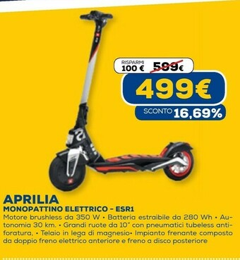 Euronics Aprilia monopattino elettrico esr1 offerta