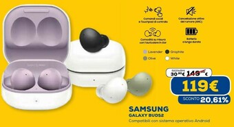 Euronics Galaxy buds2 cuffia auricolare bluetooth offerta