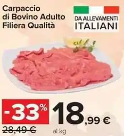Carrefour Market Carpaccio di Bovino Adulto Filiera Qualità offerta