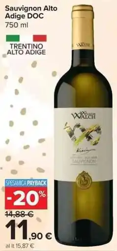 Carrefour Market Sauvignon Alto Adige DOC offerta