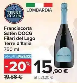 Carrefour Market Franciacorta Saten DOCG Filari del Lago Terre d'Italia offerta