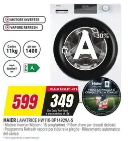 Trony HAIER LAVATRICE HW110-BP14929A-S offerta